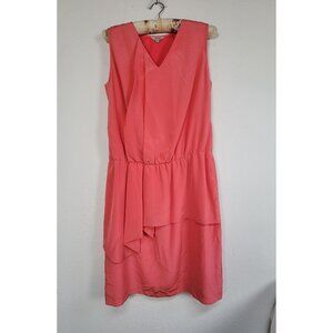J. Peterman Womens Coral Sleeveless V-Neck Layered Shift Dress Size 8 Casual